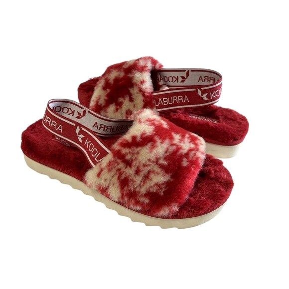 Koolaburra by UGG  Fuzz'n Faux Fur Slide Slipper  Red Tie Dye Womens Sz 7 - Picture 3 of 15